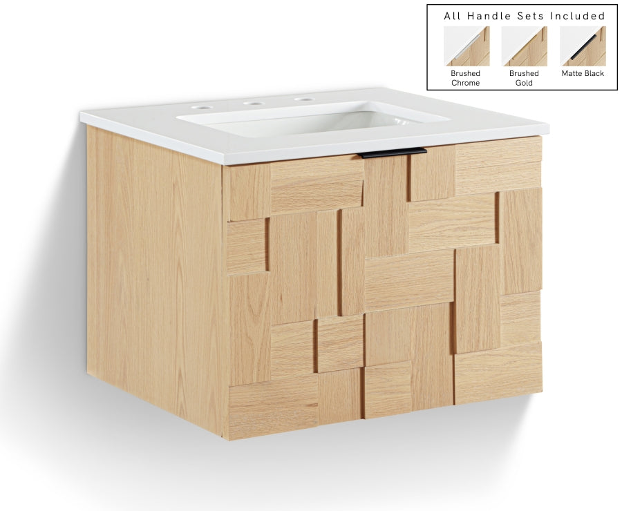 50735.jpg Leonardo 24" White Engineered Stone And Solid Wood Wall Mounted Bathroom Vanity - Image 1