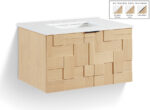 Leonardo 30" White Engineered Stone And Solid Wood Wall Mounted Bathroom Vanity