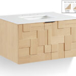 Leonardo 30" White Engineered Stone And Solid Wood Wall Mounted Bathroom Vanity