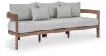Newport 86.75" Water Resistant Fabric Upholstered Outdoor Patio Sofa with Outdoor Protective Cover Included