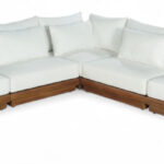 Mirella 112" Water Resistant Fabric Upholstered 5pc. Outdoor Patio Modular Sectional