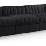 Rummi 126" Velvet Performance Fabric Upholstered 4pc. Modular Sofa