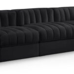 Rummi 97" Velvet Performance Fabric Upholstered 3pc. Modular Sofa