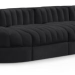 Rummi 141" Velvet Performance Fabric Upholstered 4pc. Modular Sectional