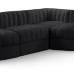 Rummi 112" Velvet Performance Fabric Upholstered 5pc. Modular Sectional