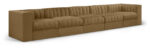 Rummi 155" Velvet Performance Fabric Upholstered 5pc. Modular Sofa - Image 6