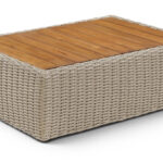 Seacrest Teak Wood And Wicker Outdoor Patio Coffee Table