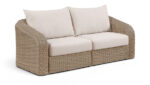 Seacrest 85.25" Olefin Water Resistant Fabric And Wicker 2pc. Outdoor Patio Modular Loveseat - Image 2