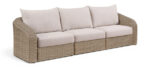 Seacrest 120.25" Olefin Water Resistant Fabric And Wicker 3pc. Outdoor Patio Modular Sofa - Image 2