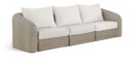 Seacrest 120.25" Olefin Water Resistant Fabric And Wicker 3pc. Outdoor Patio Modular Sofa