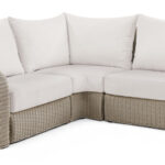 Seacrest 88.25" Olefin Water Resistant Fabric And Wicker 3pc. Outdoor Patio Modular Sectional