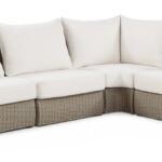 Seacrest 123.25" Olefin Water Resistant Fabric And Wicker 4pc. Outdoor Patio Modular Sectional