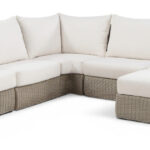 Seacrest 123.25" Olefin Water Resistant Fabric And Wicker 6pc. Outdoor Patio Modular Sectional