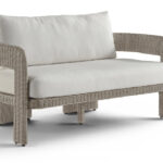Sandbay 61.5" Olefin Water Resistant Fabric And Wicker Outdoor Patio Loveseat