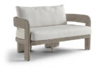 Sandbay 61.5" Olefin Water Resistant Fabric And Wicker Outdoor Patio Loveseat