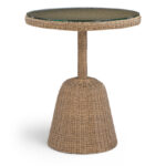 Seacrest 36" Tempered Glass Top And Natural Wicker Outdoor Patio Counter Height Table