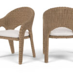 Seacrest Olefin Water Resistant Fabric And Natural Wicker Outdoor Patio Dining Chair