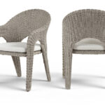 Seacrest Olefin Water Resistant Fabric And Taupe Wicker Outdoor Patio Dining Chair