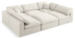 Serene 119" Linen Textured Fabric Upholstered Deluxe Comfort 6pc. Modular Sectional - Image 4