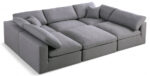 Serene 119" Linen Textured Fabric Upholstered Deluxe Comfort 6pc. Modular Sectional - Image 2