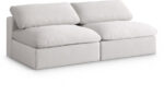 Serene 78" Linen Textured Fabric Upholstered Deluxe Comfort 2pc. Armless Modular Sofa - Image 4