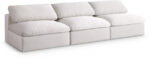Serene 117" Linen Textured Fabric Upholstered Deluxe Comfort 3pc. Armless Modular Sofa - Image 4
