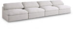 Serene 156" Linen Textured Fabric Upholstered Deluxe Comfort 4pc. Armless Modular Sofa - Image 4