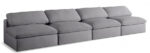 Serene 156" Linen Textured Fabric Upholstered Deluxe Comfort 4pc. Armless Modular Sofa - Image 2