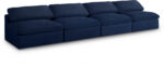 Serene 156" Linen Textured Fabric Upholstered Deluxe Comfort 4pc. Armless Modular Sofa - Image 3