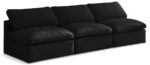 Plush 105" Velvet Upholstered Standard Comfort 3pc. Armless Modular Sofa