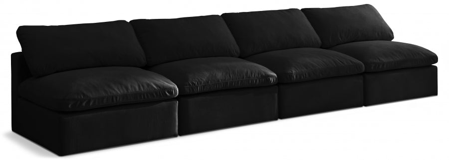 9327.jpg Plush 140" Velvet Upholstered Standard Comfort 4pc. Armless Modular Sofa - Image 1