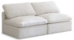 Plush 70" Velvet Upholstered Standard Comfort 2pc. Armless Modular Loveseat - Image 4