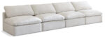 Plush 140" Velvet Upholstered Standard Comfort 4pc. Armless Modular Sofa - Image 4