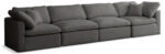 Plush 140" Velvet Upholstered Standard Comfort 4pc. Modular Sofa - Image 2