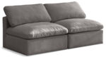 Plush 70" Velvet Upholstered Standard Comfort 2pc. Armless Modular Loveseat - Image 2