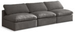 Plush 105" Velvet Upholstered Standard Comfort 3pc. Armless Modular Sofa - Image 2