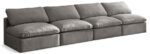 Plush 140" Velvet Upholstered Standard Comfort 4pc. Armless Modular Sofa - Image 2