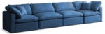 Plush 140" Velvet Upholstered Standard Comfort 4pc. Modular Sofa - Image 3