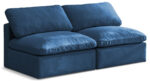 Plush 70" Velvet Upholstered Standard Comfort 2pc. Armless Modular Loveseat - Image 3