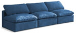 Plush 105" Velvet Upholstered Standard Comfort 3pc. Armless Modular Sofa - Image 3