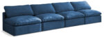 Plush 140" Velvet Upholstered Standard Comfort 4pc. Armless Modular Sofa - Image 3