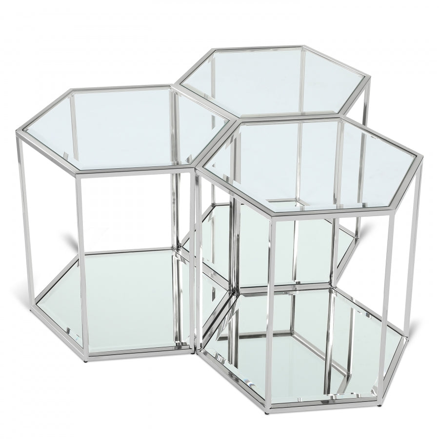 9975.jpg Sei 3 Piece Glass And Steel Modular End / Side Table - Image 1
